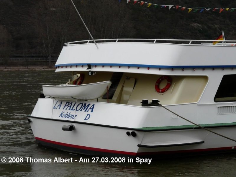 Weitere Fotos:  LA PALOMA  (1992) - Heckansicht mit Heimathafen Koblenz