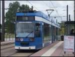 Moderne Stra�enbahn in Rostock.